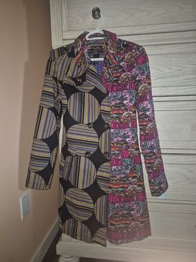 Custo Barcelona Rare Colorblock Patterned Trench Coat - Multi 36